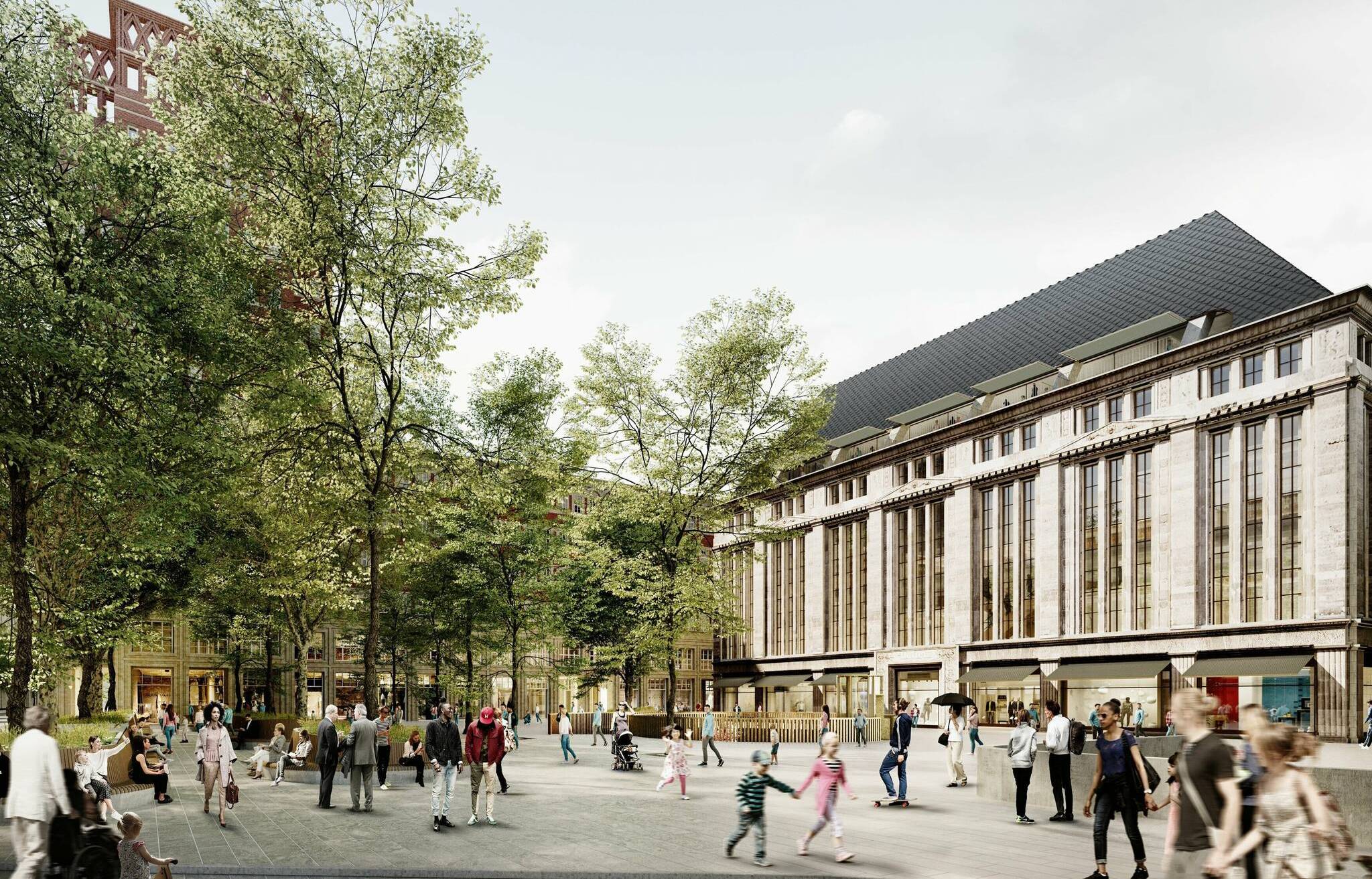  Die Animation bietet einen Blick auf den neu gestalteten Heinrich-Heine-Platz - ohne vielfach lieb gewonnenen Pavillon.   