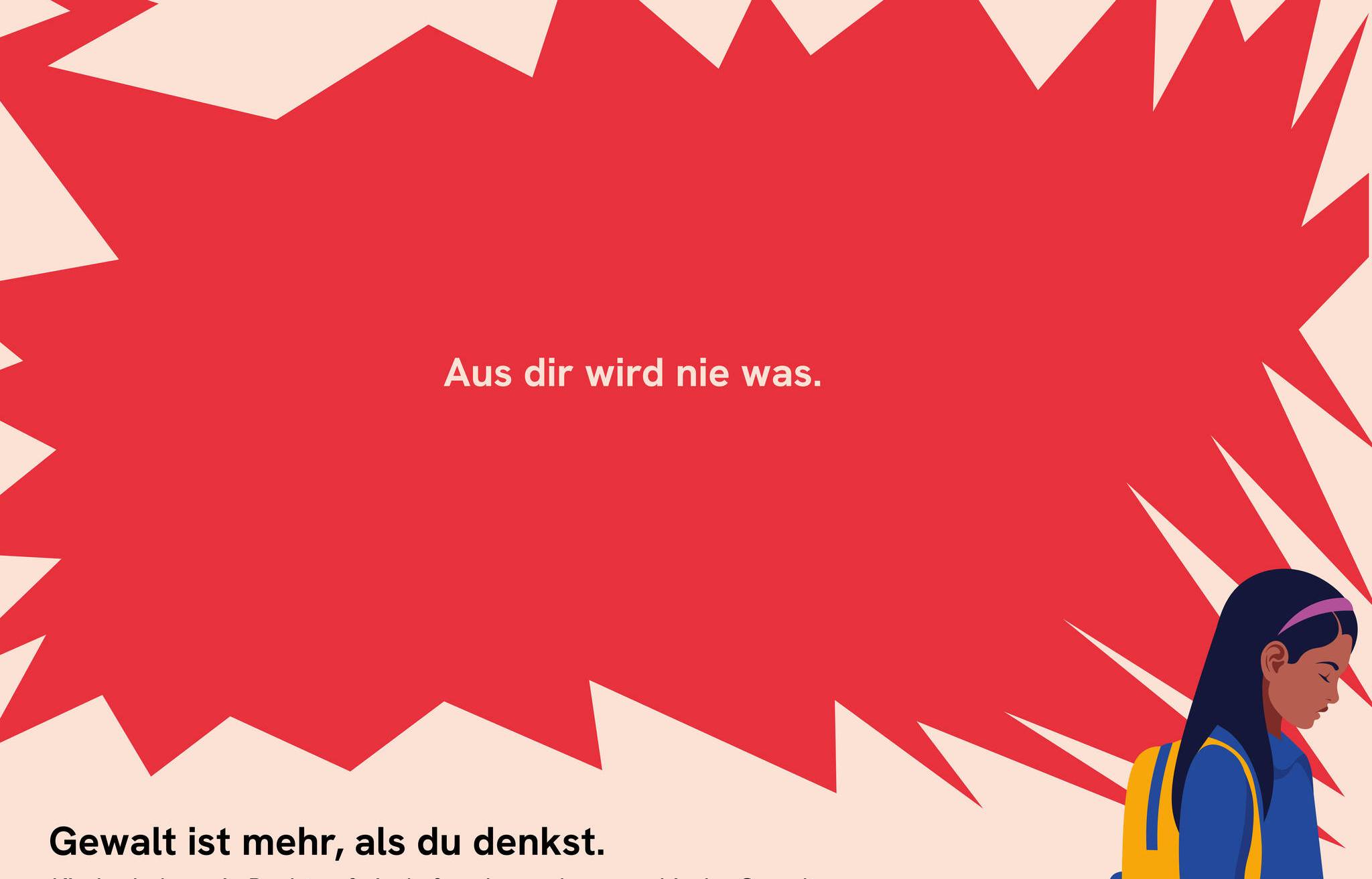  Kampagnen-Motiv des Kinderschutzbundes - „Gewalt beginnt bereits dort, wo die meisten von uns sie noch nicht als solche wahrnehmen würden.“ 