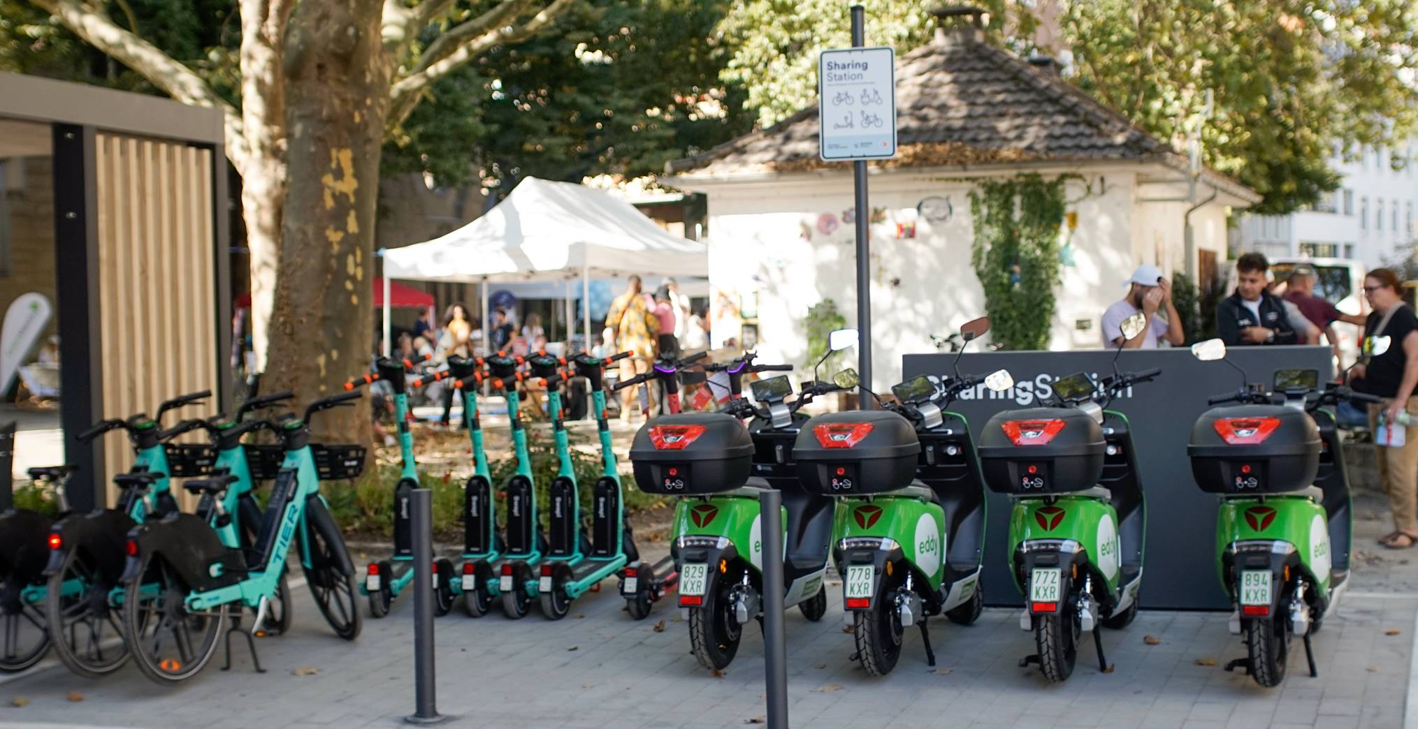 Auch Sharingstationen wie hier am Friedensplätzchen