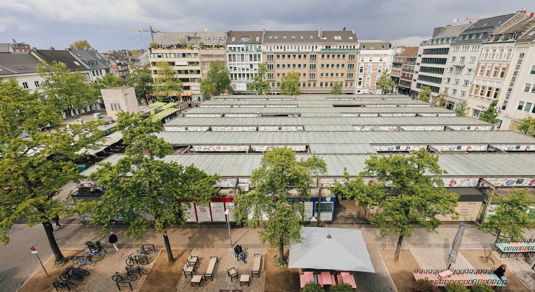 Der neu gestaltete Carlsplatz von oben: