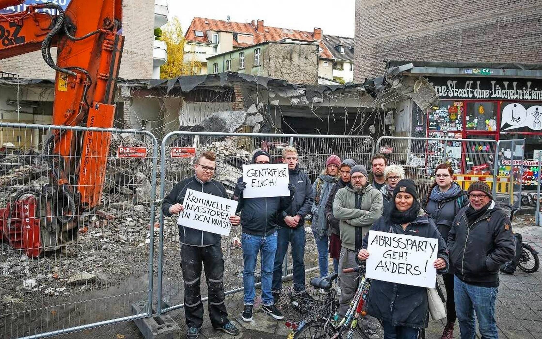 Protest 2019 vor der seinerzeit frisch abgerissenen „Brause“.