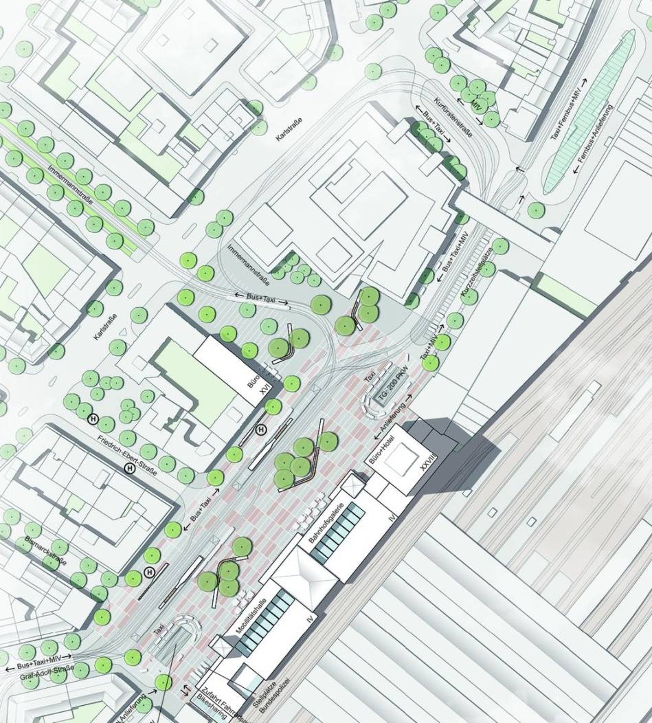 Auch der Träger des zweiten Preises sieht viele Bäume für den Konrad-Adenauer-Platz...