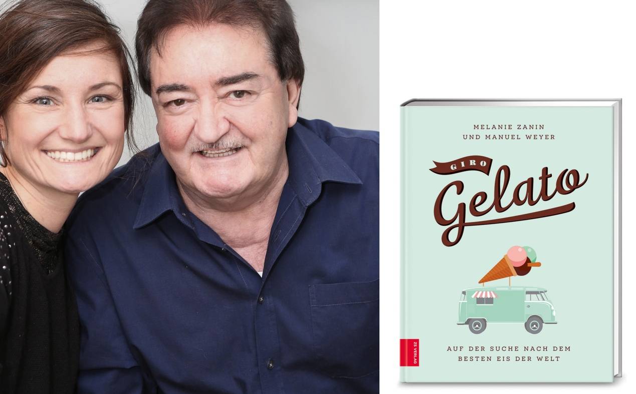  Melanie Zanin - hier mit ihrem Vater - ist Fotografin und Diplom-Grafikdesignerin. „Giro Gelato“ hat sie mit dem Foodstylisten und Koch Manuel Weyer geschrieben, der die Eis-Rezepte beisteuerte. Das Buch ist im ZS-Verlag erschienen. 