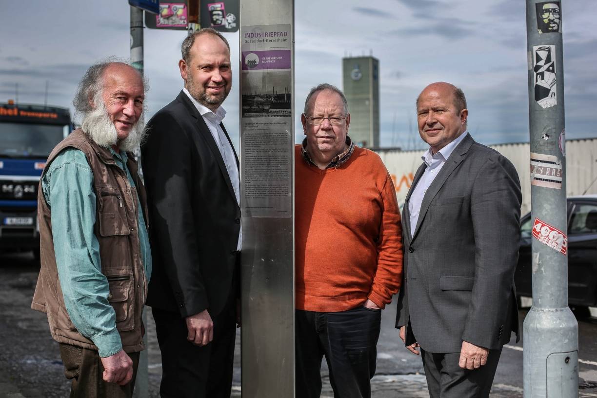  Peter Schulenberg, Dr. Peter Henkel, Hanno Parmentier und Franz Nawrath (v. li.) befassen sich mit Düsseldorfer Industriekultur - auch über die Stadtgrenzen hinaus. 