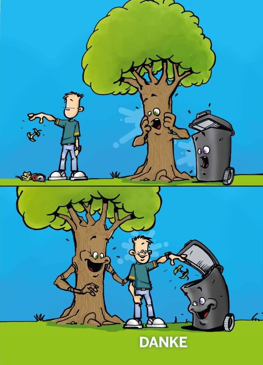  "Wenn das Wetter es hergibt, werden bereits zu Ostern Promotionteams unterwegs sein, die mit Infopostkarten - nun neu bedruckt mit einem Comic - und kostenlosen Mülltüten für die Kampagne werben", kündigt Stefan Ferber, Leiter des Umweltamtes, an. 