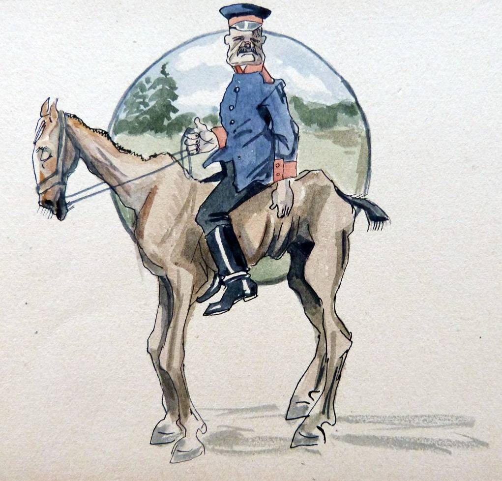 Die karikaturistisch angehauchten Soldaten-Motive sind stets wiederkehrende Darstellungen. 