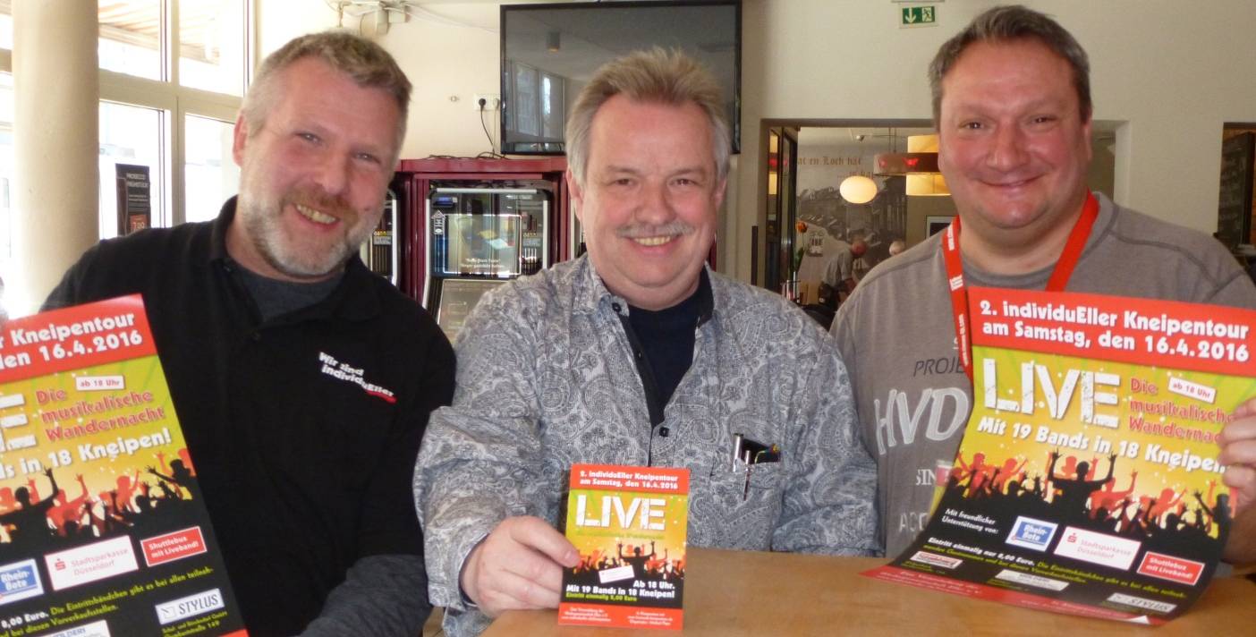  Bodo Sosnowski, Ralf Hansen und Michael Pape (v. li.) freuen sich schon auf die zweite Runde der individuEller Kneipentour. 