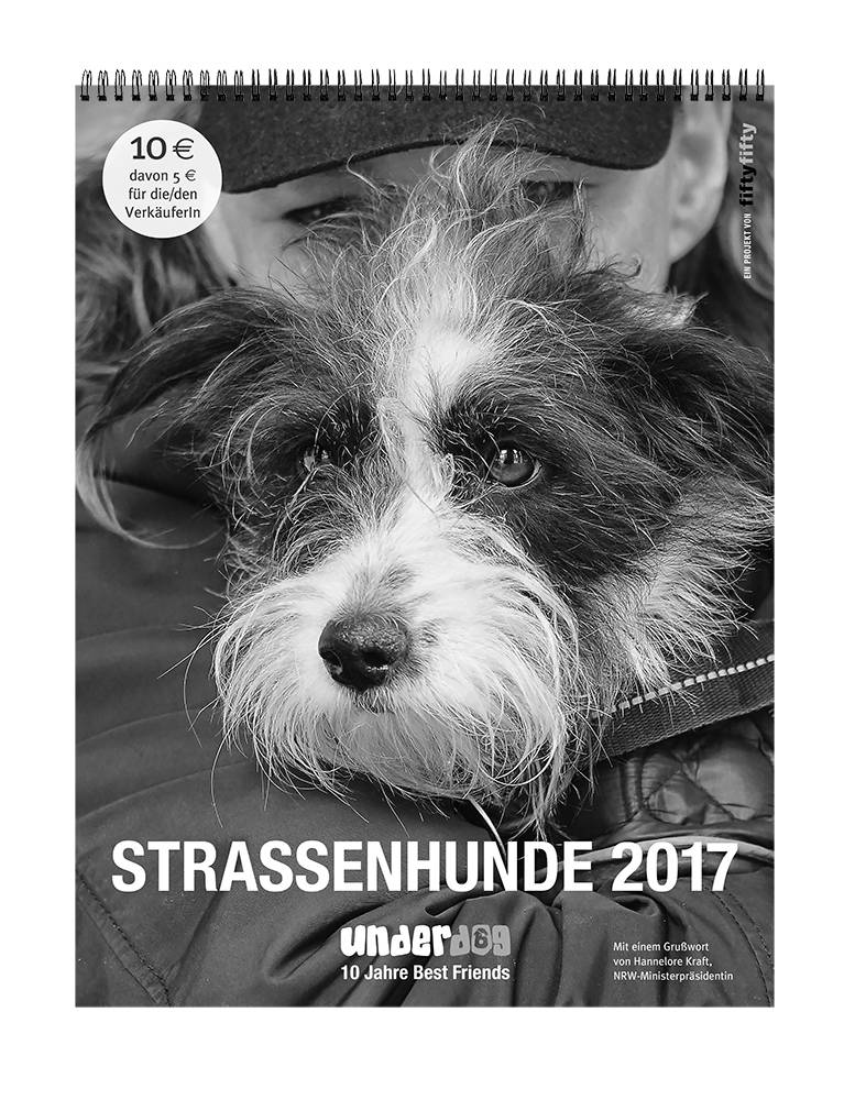  Der Kalender ist genau wie die fiftyfifty-Sonderausgabe zum underdog-Geburtstag ab 1. September erhältlich. Er kostet 10 Euro. Alle Fotos sind vom Schweizer Fotografen Leo Gesess, der eine Woche in Düsseldorf ehrenamtlich für das Projekt unterwegs war. 