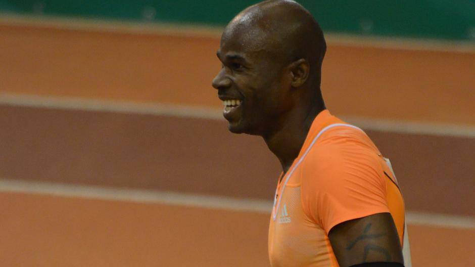 Der 38-jährige Kim Collins (St. Kitts &amp; Nevis/Karibik) gewinnt die 60 Meter der...