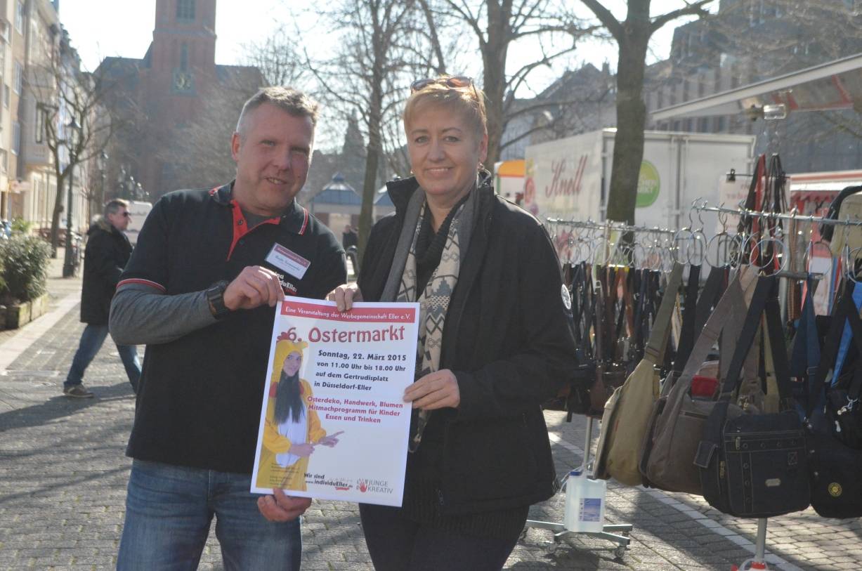  Mit dem Ostermarkt locken Gabriele Hofer (r.) und Bodo Sosnowski von der Werbegemeinschaft "IndividuEller" schon zum sechsten Mal nach Eller. 