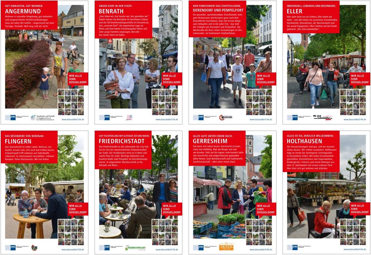  Die jeweiligen Eigenschaften der Stadtteile werden auf den Plakaten der Kampagne betont. 