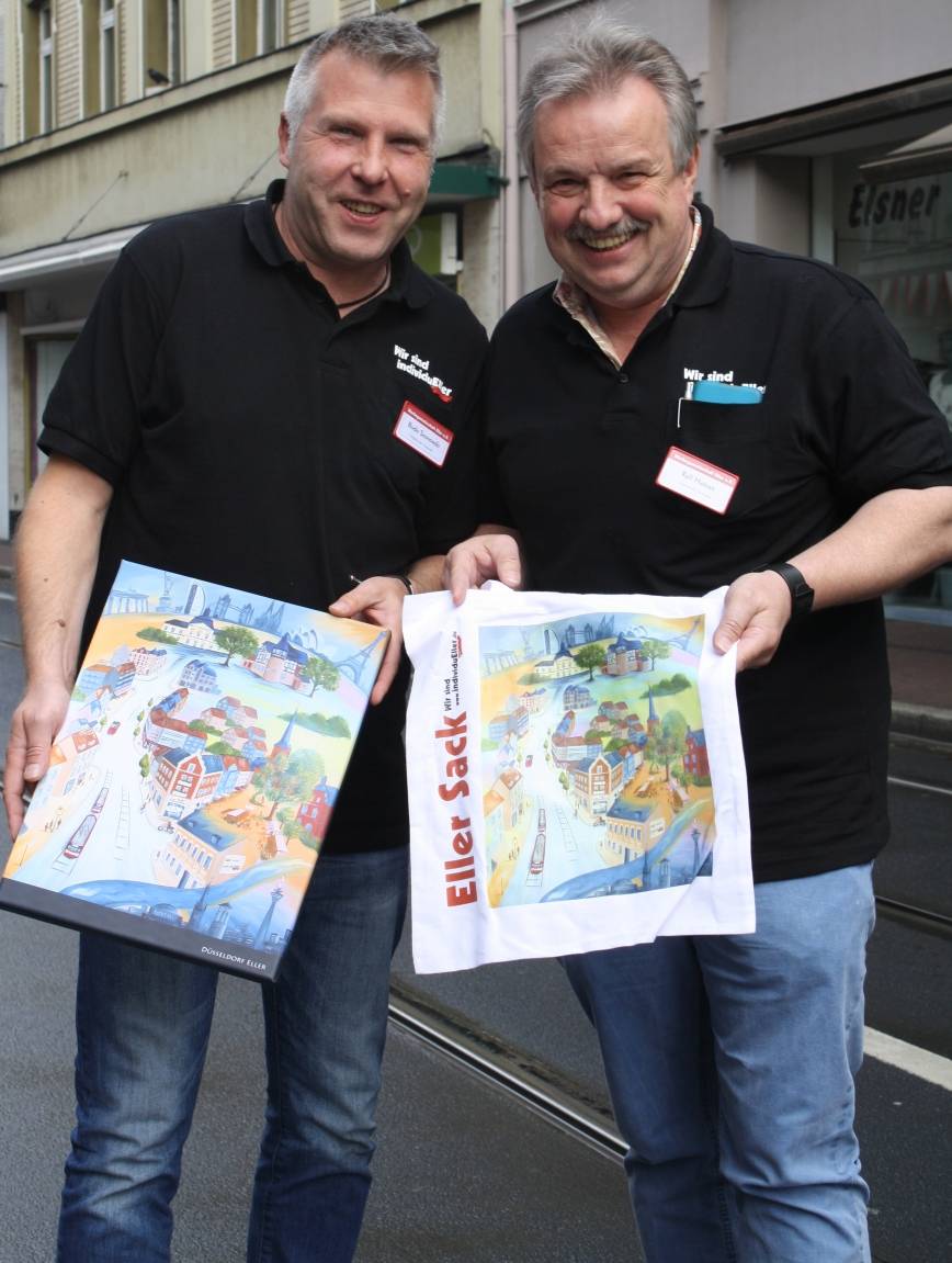  Sorgen mit guten Ideen für gute Laune in Eller: Bodo Sosnowski (li.) und Ralf Hansen von der Werbegemeinschaft. 