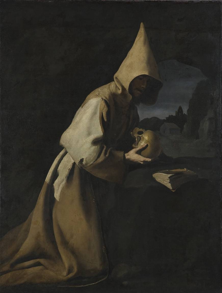  Der Düsseldorfer Zurbarán vor der Restaurierung: Der heilige Franziskus in Meditation. 