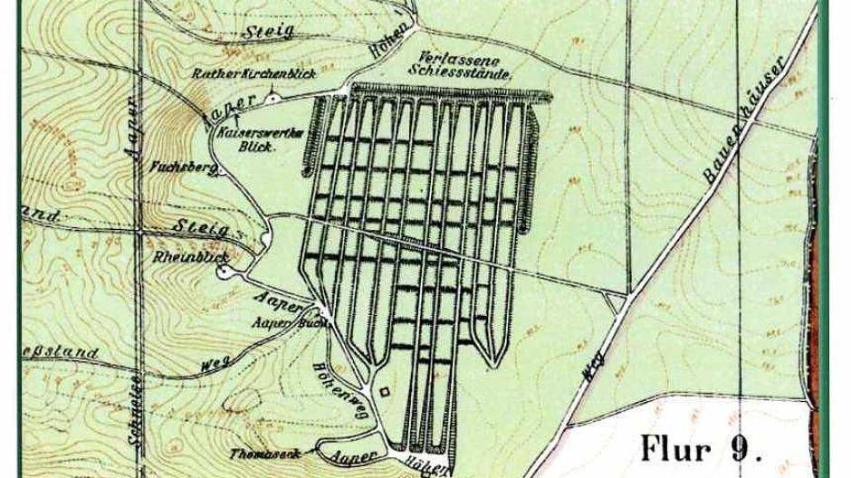  Preußische Schießbahnen im Aaper Wald. Karte: Düsseldorf 