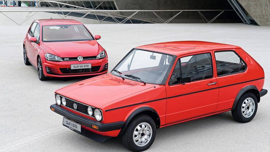 Der Golf VII GTD - hier neben seinem Urahn von 1983 - feiert in Kitzbühel seine...