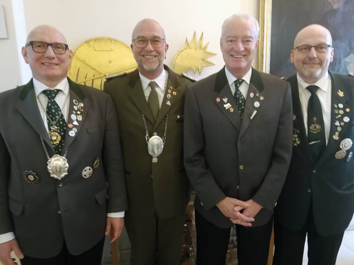  Der neuer Vorstand der Schützenbruderschaft St. Cäcilia Benrath: Vizepräses Rolf Hansjürgen, Präses Jörg Sturm, 1. Schatzmeister Bernd Breuer und 1. Geschäftsführer Michael Kleefisch (v. l.). 