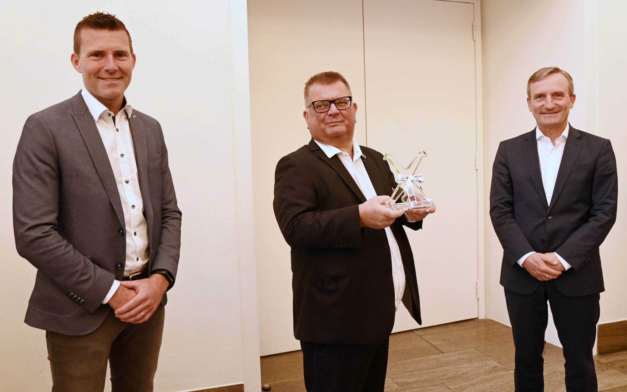  Empfang im Rathaus: Klaus Müller (Telekom Deutschland), Boris Neisser (Destination Düsseldorf), Oberbürgermeister Thomas Geisel. 