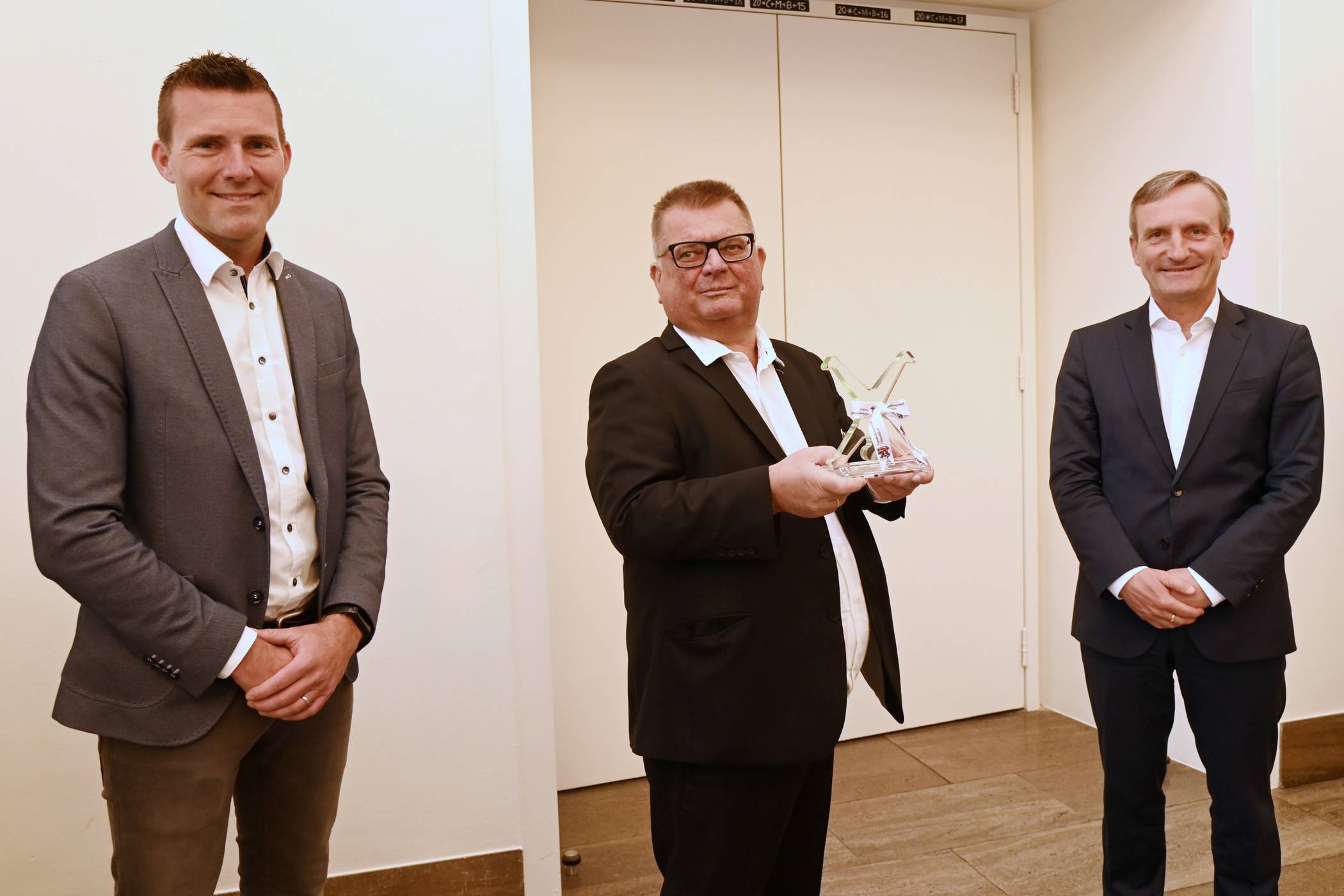  Empfang im Rathaus: Klaus Müller (Telekom Deutschland), Boris Neisser (Destination Düsseldorf), Oberbürgermeister Thomas Geisel. 